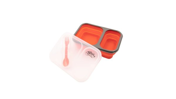 Konteiner TRAMP skladnyi sylikonovyi na 2 vidsiky 900ml (z lozhkoiu-vydelkoiu), Pomaranchevyi