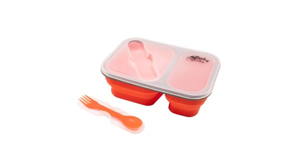 Konteiner TRAMP skladnyi sylikonovyi na 2 vidsiky 900ml (z lozhkoiu-vydelkoiu), Pomaranchevyi