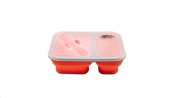 Konteiner TRAMP skladnyi sylikonovyi na 2 vidsiky 900ml (z lozhkoiu-vydelkoiu), Pomaranchevyi